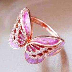 🧚‍♀️🦄SZ 8 18K Rose Gold Plated Butterfly Statement Ring